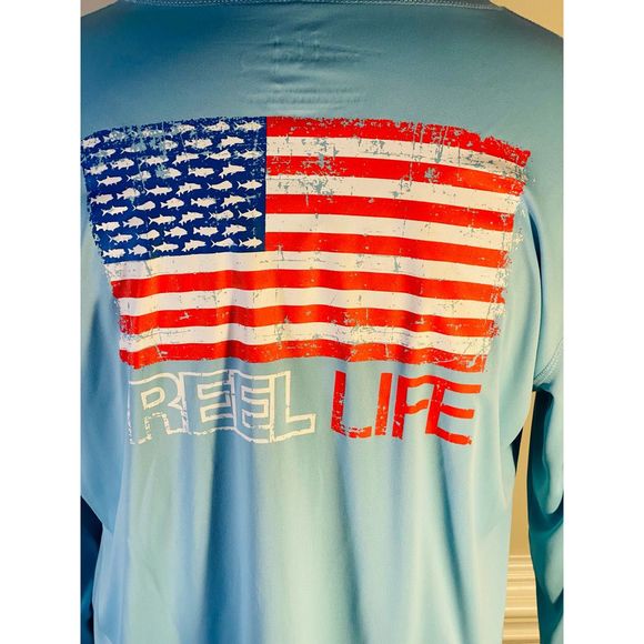 AWESOME! Reel Life Gear Mens crew neck Shirt Sun Ray Defender Performance.(92) - Picture 13 of 13